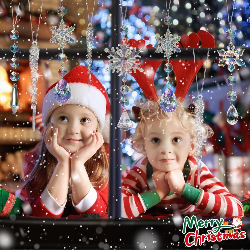 Christmas Tree Ornaments Snowflake Pendant Acrylic Crystal Ice Pick Decor for Hanging Crystal Ball Christmas Decoration