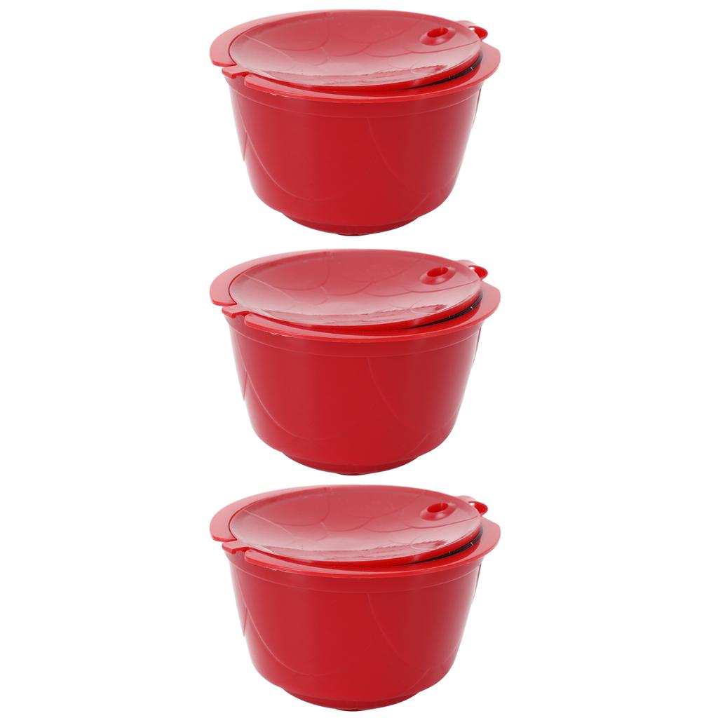 Reusable Coffee Capsule Filter Spoon Brush Kit Fit for DOLCE GUSTO Coffee Machine(Red 3 Capsules1