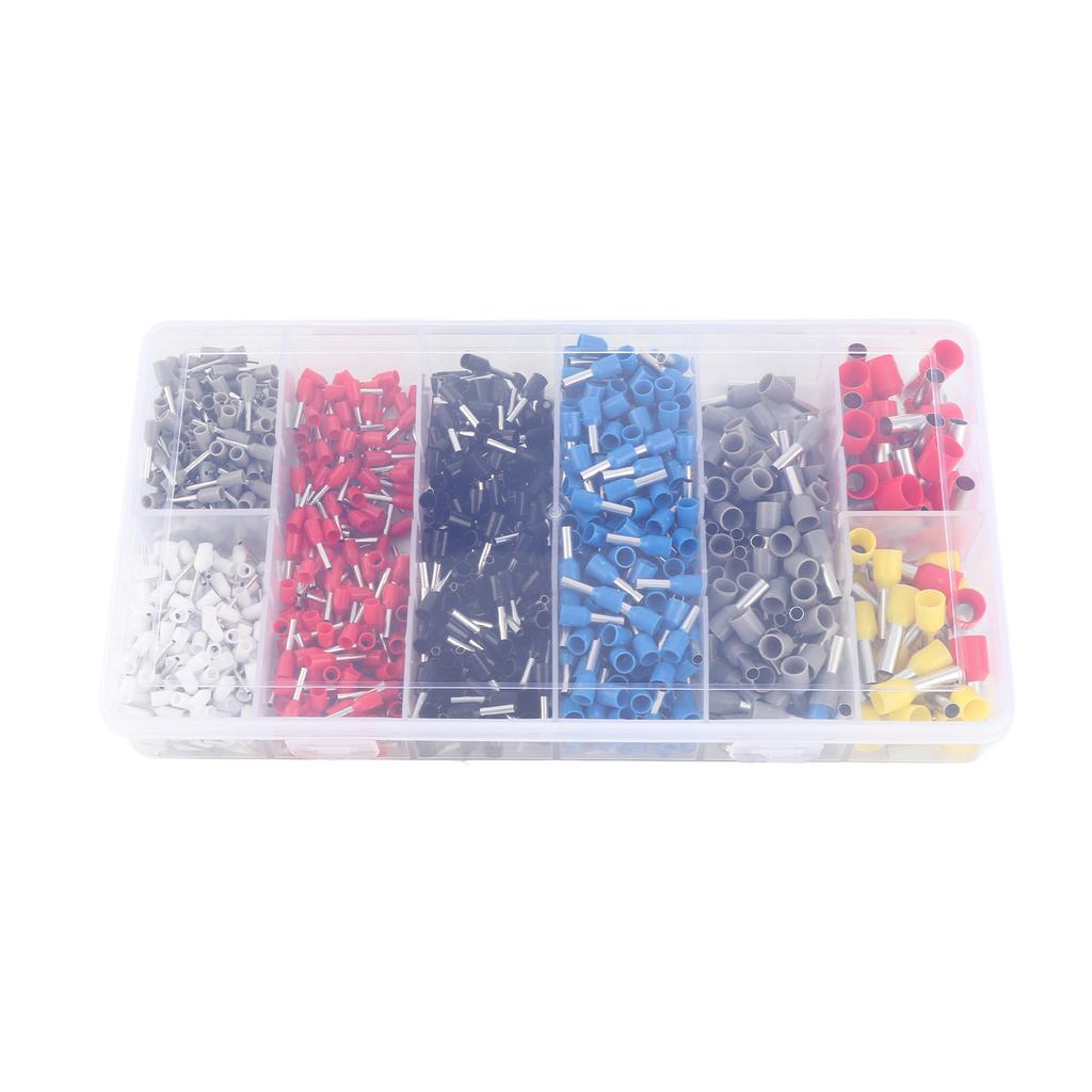 1250pcs HSC8 6 4A Tube Type Terminal Set White Black Red Blue Yellow Gray Mix Colors 0.25 10MM2 with Storage Case
