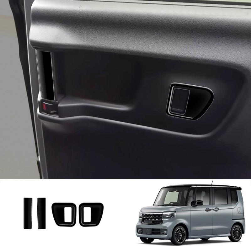 RHD ABS black For Honda N-BOX/N-BOX  2024 2025 door handle window switch trument One button start steering wheel cover