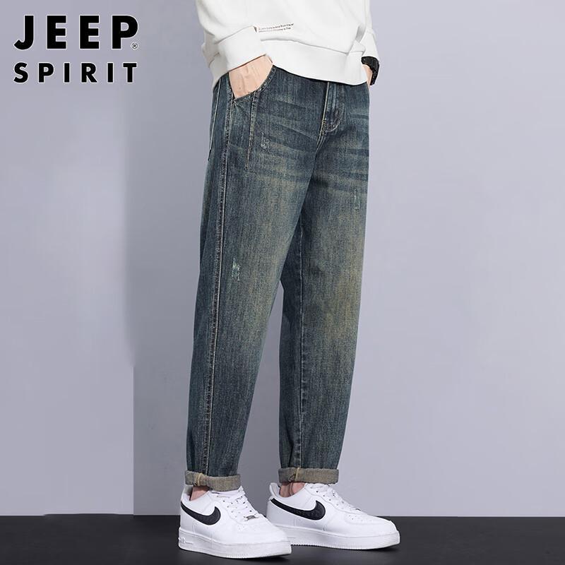 JEEP SPIRIT Men's American Retro Tapered Jeans