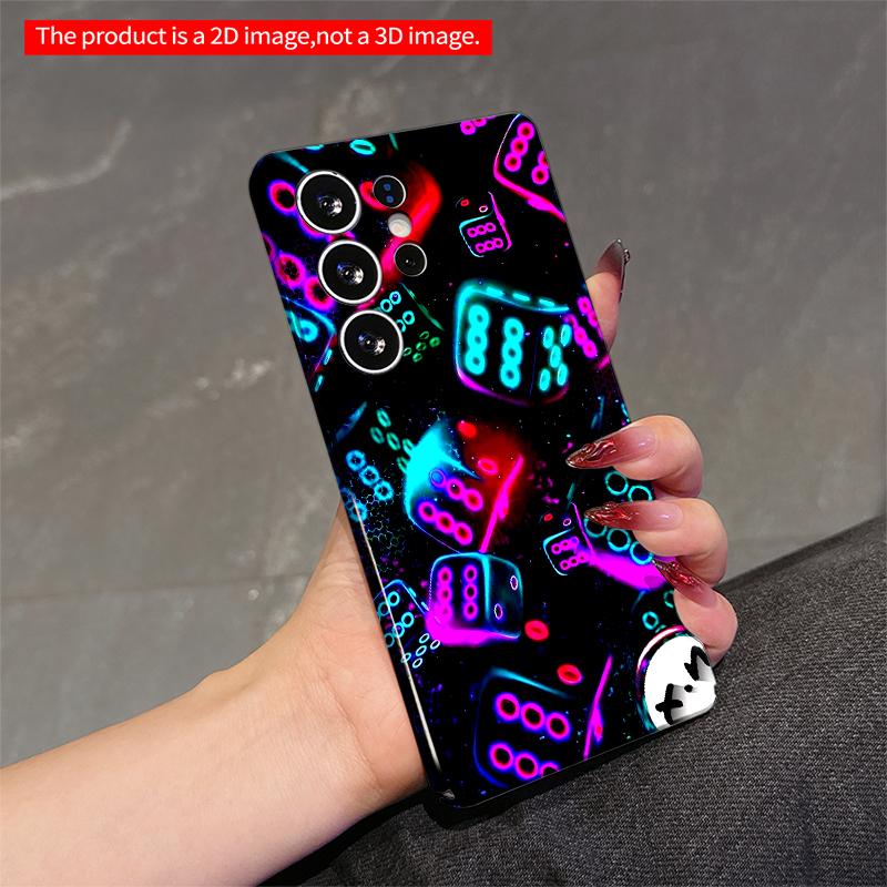 2DFlat Samsung phone case Neon Dice Explosion Phone Case Applicable to Galaxy S23 S24 S25ULTRA S26 A12 A14 A15 A16 A54 A55