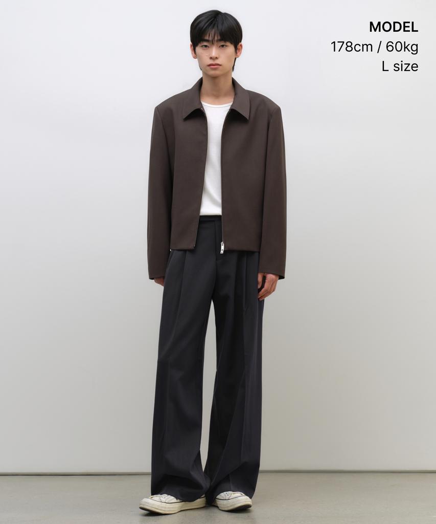 Musinsa Standard Woolish Over-Shoulder Minimal Jacket [Brown]