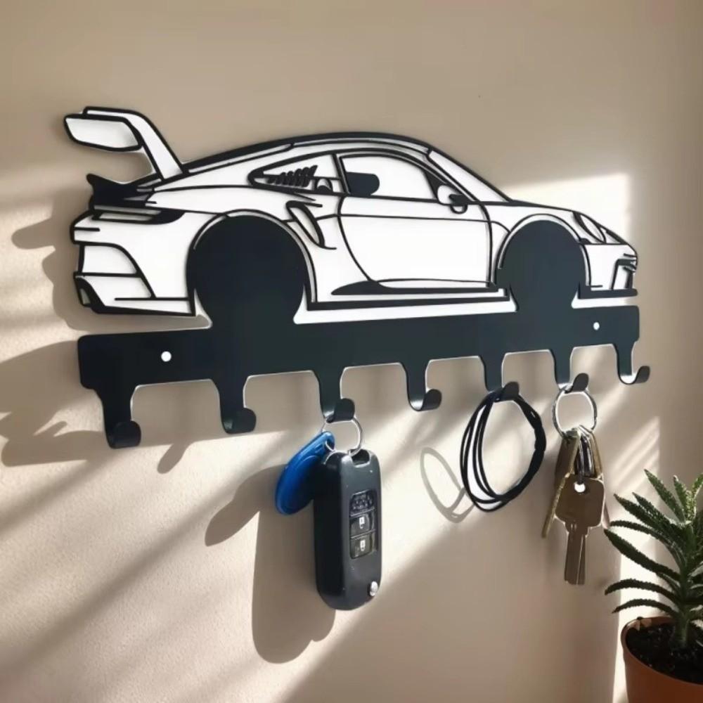 Functional Black Automotive Key Hooks Metal Wall Mounting Car Key Holder Easy Installation Metal Car Key Hooks Home Organization