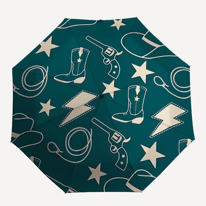 

1pc Cowboy Elements Automatic Open/close Umbrella, 8-Rib sturdy structure, Portable Travel Umbrella, Parties, Everyday Use, 25