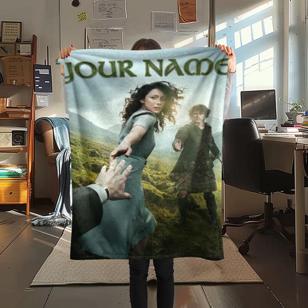 1PC Custom Name Outlander Patterned Flannel Blanket Suitable For All Seasons for Home Decor Warmth and Comfort Gifts Holiday Present