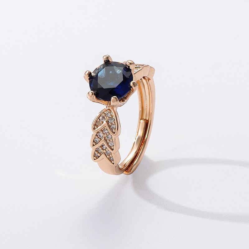 925 Sterling Silver Premium Eight Hearts Eight Arrows Wheat Two Carat Colored Gemstone Adjustable Open Ring for Women Wholesale Size:Adjustable