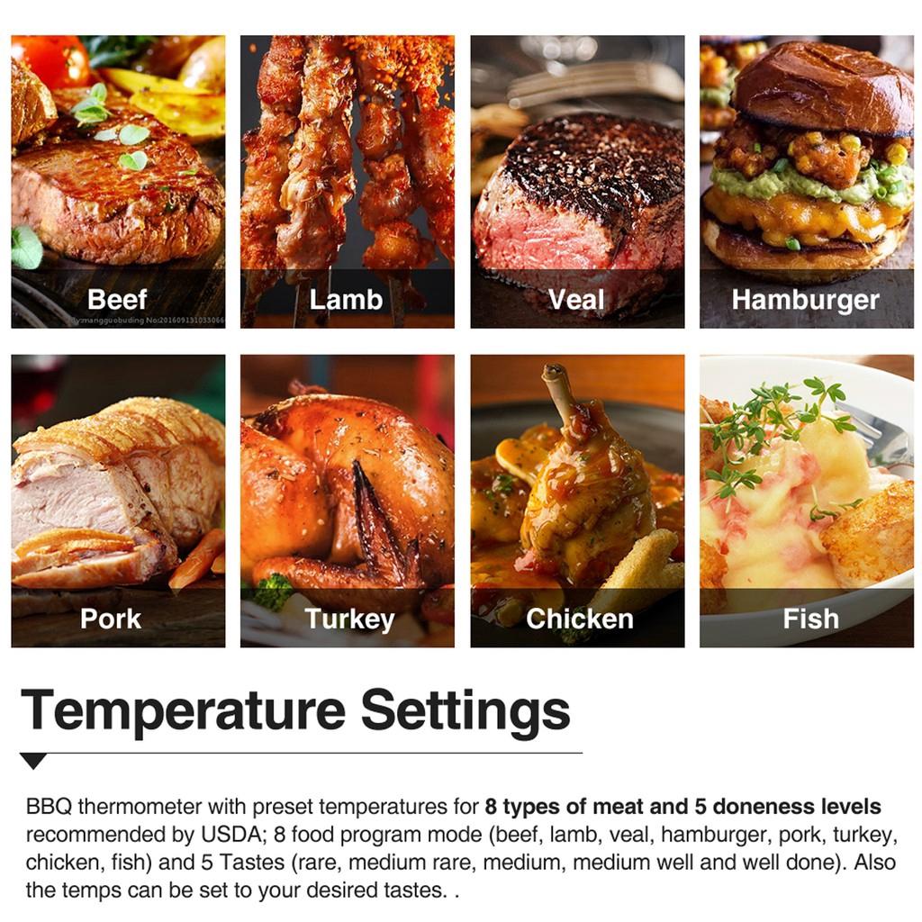 Kitchen Cooking Grill Smoker Meat Thermometer with Probe & Timer Temperature Alarm Thermometer New