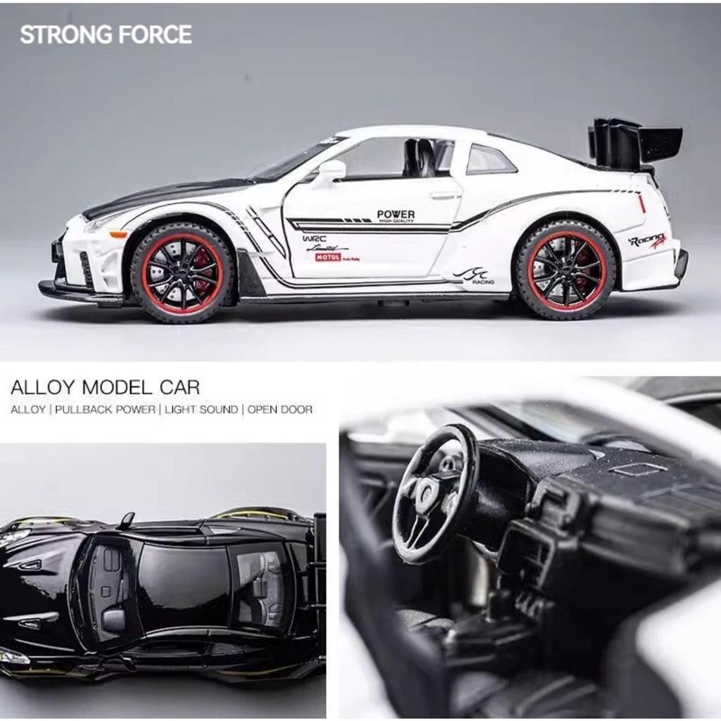1/32 Scale Nissan GTR R35 Alloy Sports Car Diecast Model Sound & Light Desktop Collection Decorative Gift Boys Display Ornament
