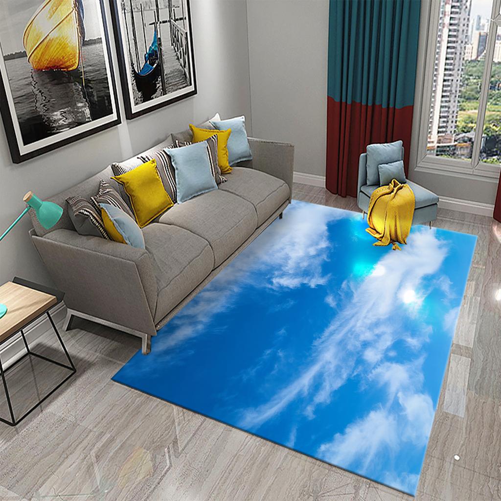 Cloud Carpet Blue Sky White Clouds Rainbow Rugs Doormat Anti Slip Floor Carpet Bathroom Kitchen Rugs Bathroom Living Room Decor