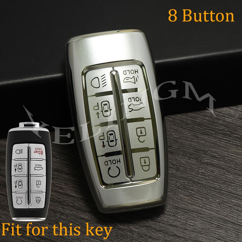 8 Button Car Tpu Key Case Cover Holder For Hyundai Genesis Gv70 Gv80 Gv90  -  Key Shell Keychain Protective Accessories