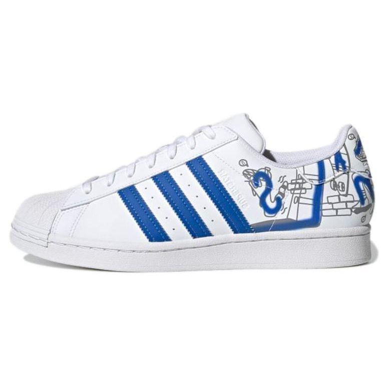 Adidas Originals Superstar Leather Comfortable Casual Durable Low-Top Sneakers Unisex Sneakers White Blue GW5784