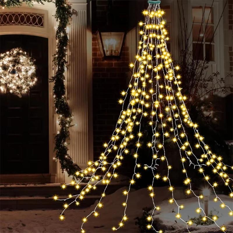 1.5M Led Ring Christmas Tree Tops Lights Decoration Tree Lights String For Patio Garden Outdoor Waterproof Waterfall Light