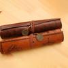 Leather Roll-Up Pouch W/ Embossed Buckle Vintage Treasure Map Pencil Case Large Capacity School Office Organizer