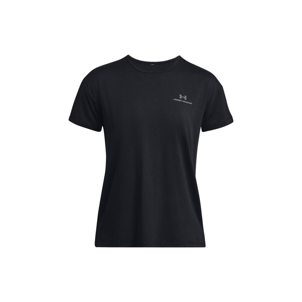 Under Armour Rush Energy Logo Print Crew Neck Short Sleeve T-Shirt Women Tops Black 1379141-001