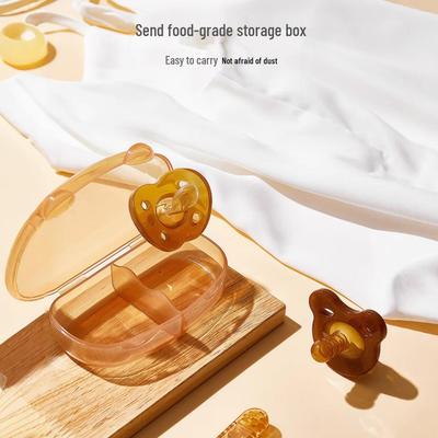 Round Flat Head Liquid Silicone Pacifier with Case & Anti-Drop Chain, Day/Night Use (2-Pack)