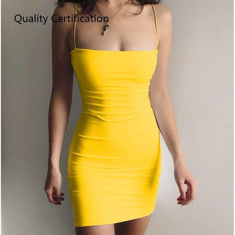 

Dress Short Summer New Mini Nightclub Sexy Outerwear Fashion Hip Spaghetti Straps Jumpsuit Skirt Yellow S
