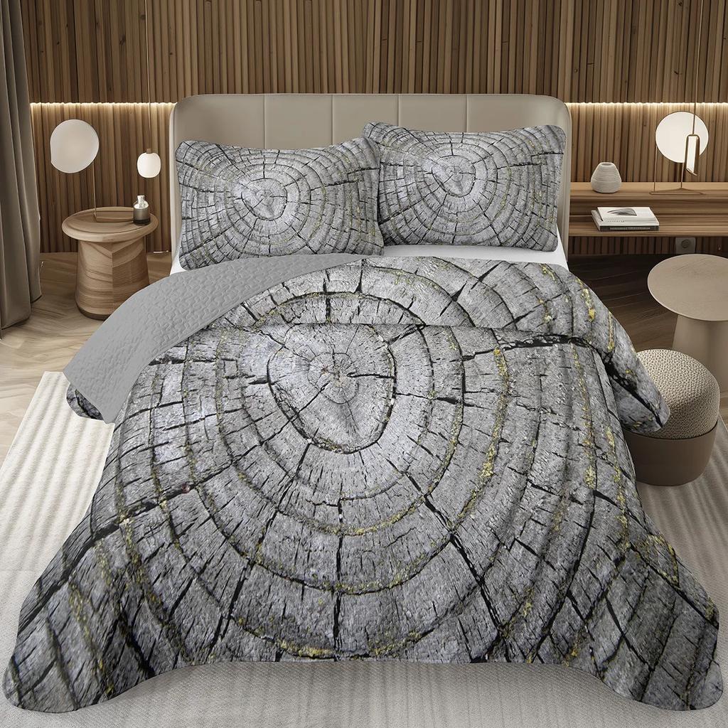 Pebble Quilt Set 3D Stone Gravel Queen Twin Bedspread Set - Garden Cobble Print Coverlet Sets Modern Artwork Quilted Bedding