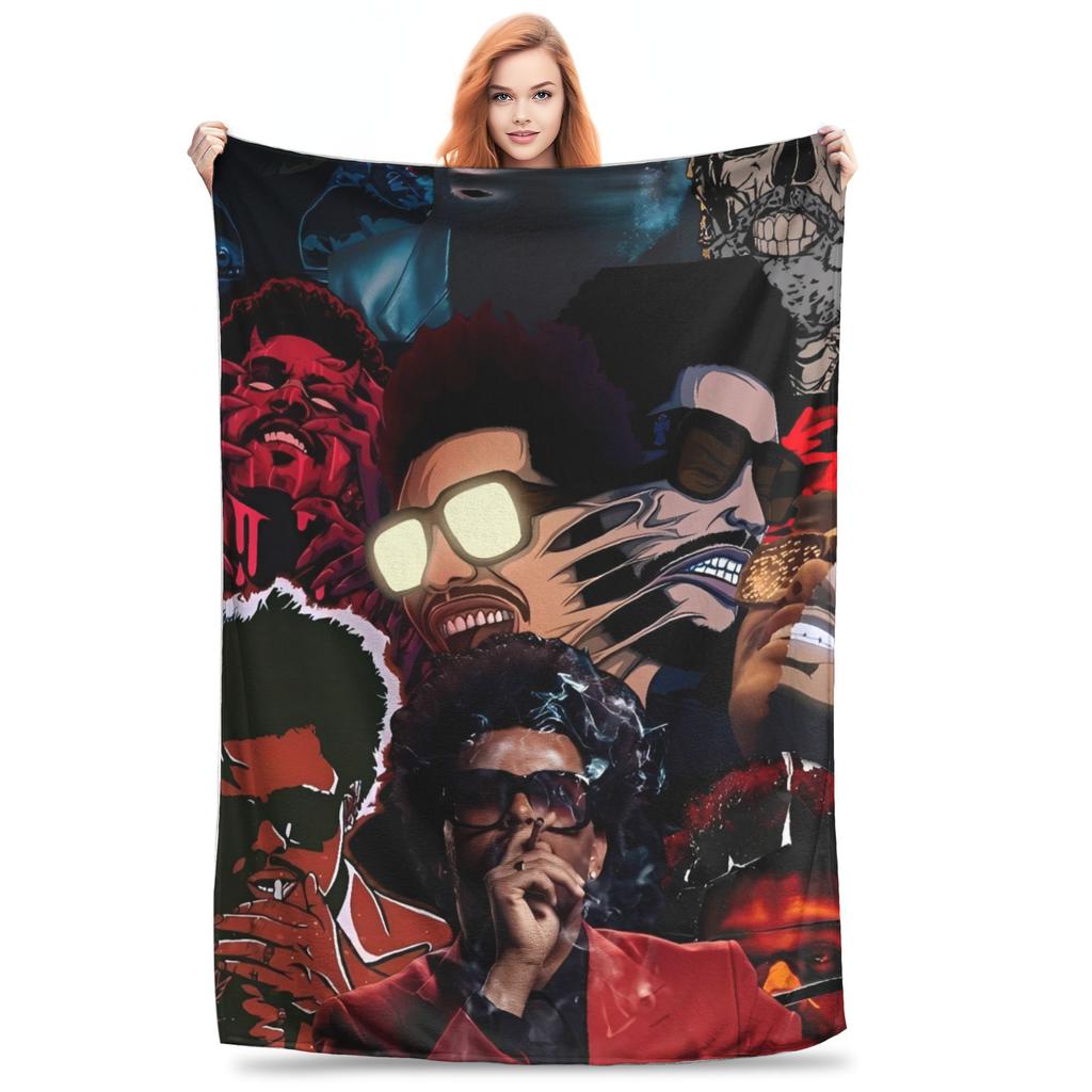 The Weeknds Rapper Singer Warm Blanket  Picnic Plush Bedding Throws Aesthetic Couch Chair Flannel Bedspread Sofa Bed Cover