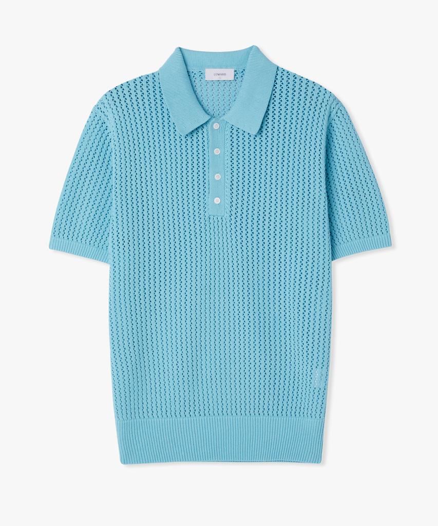 Le Mad Scallop Half-Open 4-Button Half Knit - Light Blue