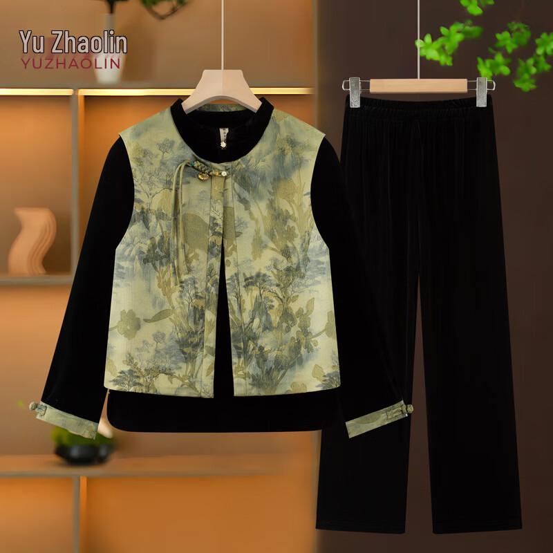 YUZHAOLIN New Chinese Style Spring Vest Three-Piece Set for Women 4XL
