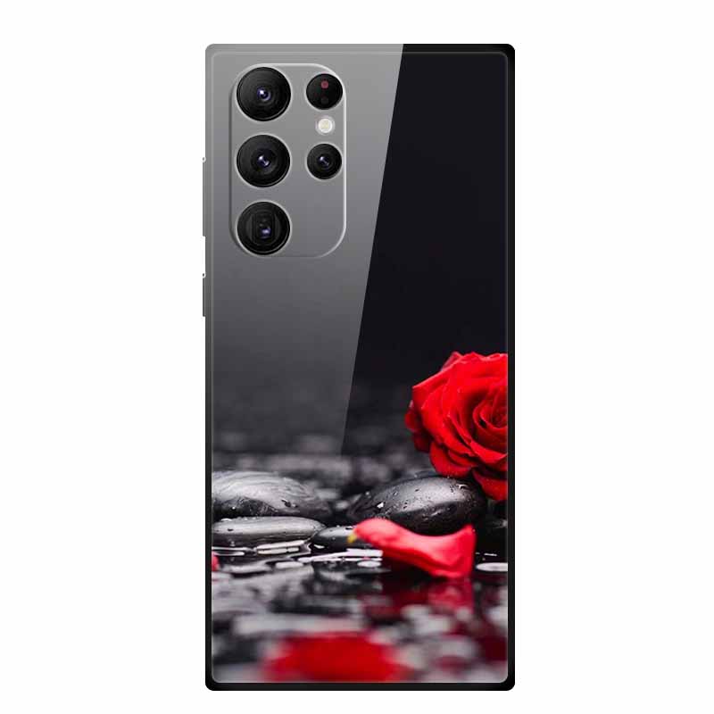 Glass Back Cover For Samsung S23 Ultra Case Soft Side Hard Tempered Glass Case For Samsung Galaxy S23 Ultra Case S 23 Ultra 6.8 Galaxy S23 Ultra