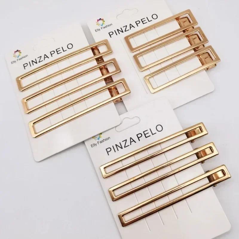 3pcs/set Metal Geometric Hair Clip Barrettes Elegant Hair Claw Crab Hollow Out Hairpin Women Girl Hair Accessories