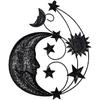 Metal Sun Outdoor Wall Art Decor, Large Size 17'' Sun Face Metal Wall Sculpture with Moon & Stars for Home Wall Decoration Living Room, Bedroom,