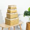Wicker Basket with Lids Nautral Seagrass Storage Box Basket Woven Rectangular Bins Container Rattan Storage Organizer