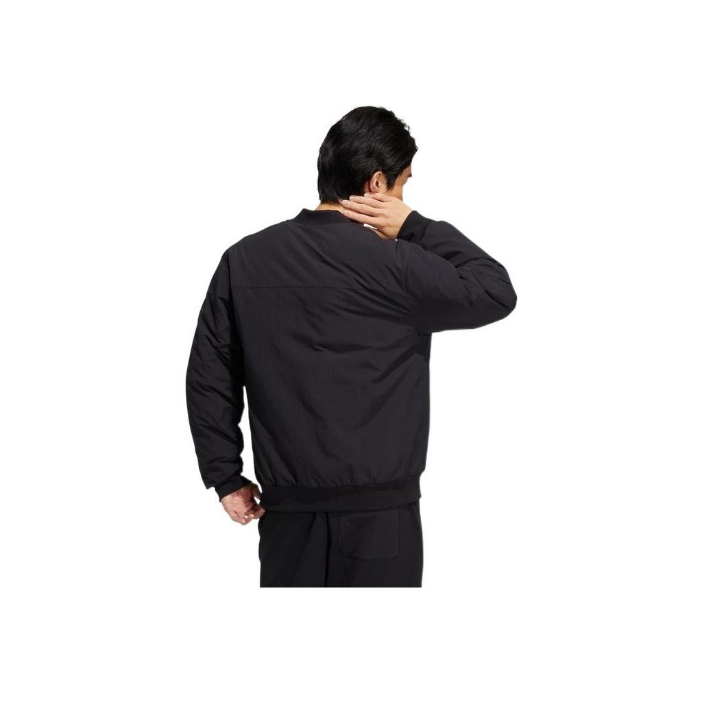 Adidas Logo Print Zip-Up Warm Long-Sleeve Down Jacket Men Outerwear Black HN2140