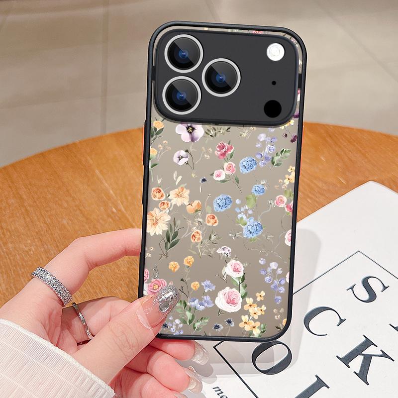 Black Rose Lotus Flower Print Phone Case For iPhone 17 Air 16 15 14 Pro Max 13 16 17 Pro 16e 17 Matte Shockproof Soft Edge Hard Cover