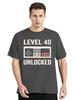 Funny Level 40 Unlocked Video Gamer 40th Birthday Gifts Tshirt Summer Streetwear Tops Oversized Clothes Fashion Cotton Tees