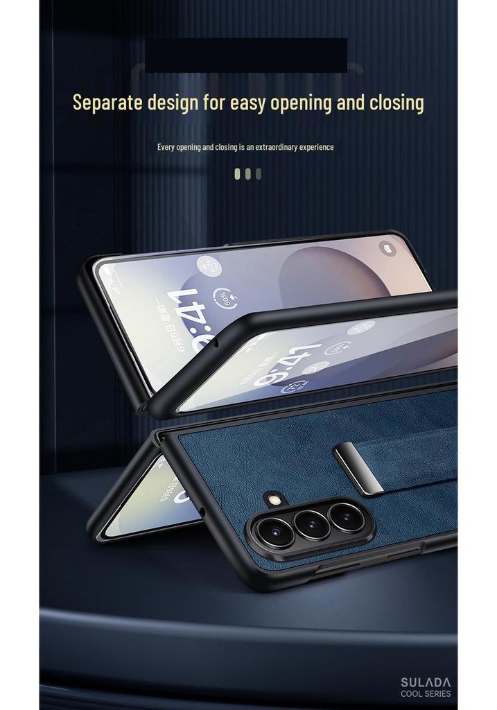Samsung Z Fold7/6/5 Leather Texture Wrist Strap Stand Case