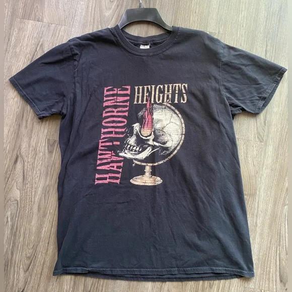 Hawthorne Heights Band Skull Black Cotton T Shirt Full Size S-5XL ET1095 Unisex T-Shirt XXXXL