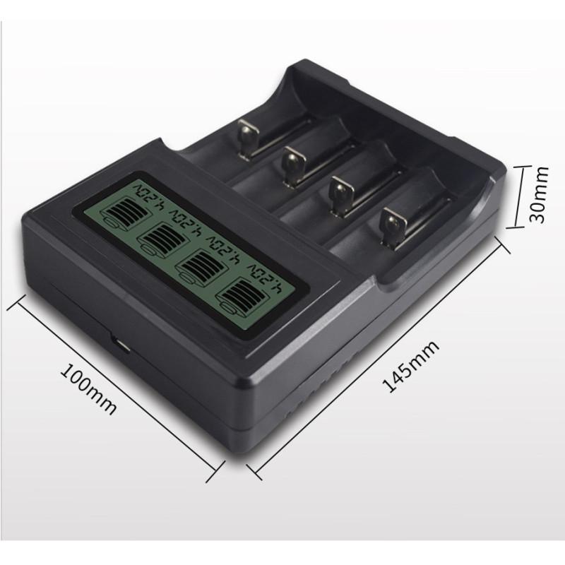 4 Slots USB Smart Lcd Display 18650 26650 16340 Charger for 3.7V Lithium Battery