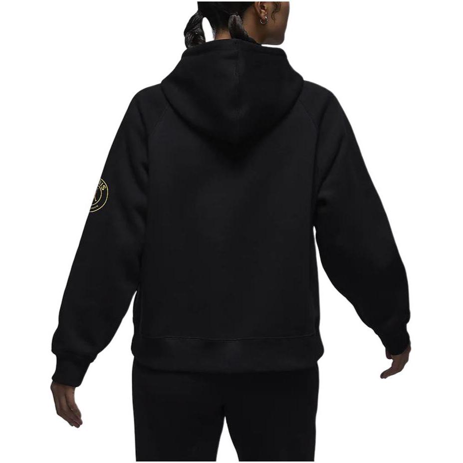 Jordan X PSG Paris Saint-Germain Letter Print Fleece Hoodie - Brooklyn SS24 Collaboration Women Hoodie Black FN5177-010