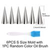 6PCS Conical Tube Mold with Random Color Oil Brush Stainless Steel Croissants Desserts Handmade Pastry Molds Kitchen Gadgets ZYF