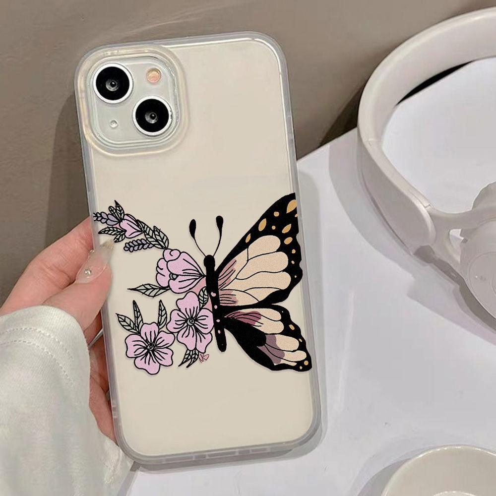 Flower butterfly for iPhone17promax Apple 17 matte large hole mobile phone case 16/15 anti-drop 14Pro