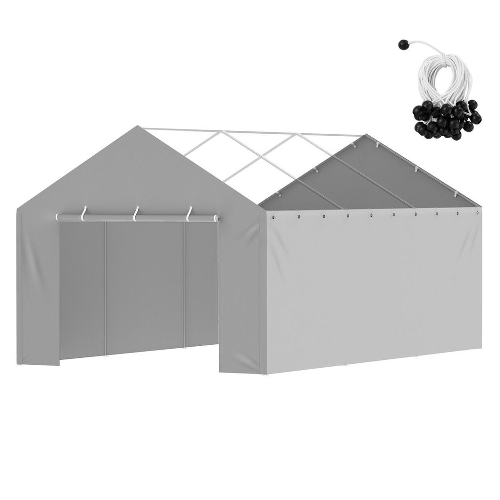 Carport Replacement Canopy Cover Side Wall 12 x 20 ft, Garage Tent Shelter Tarp Heavy-Duty Waterproof & UV Protected, Easy Installation with Ball