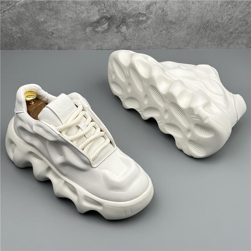 Fashion Trend High Tops New Designer Mens White Black Thick Soled All Match Shoes Mlae Causal Flats Moccasins Male Rock Walking Sneakers