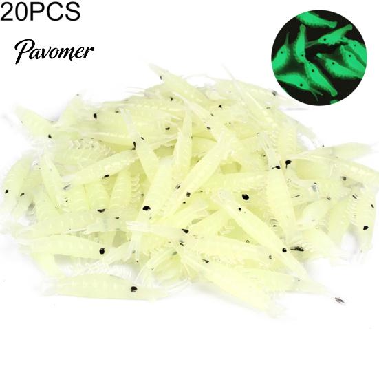 20Pcs 4cm Luminous Silicone Artificial Shrimp Fishing Lure Soft Bait Tackle Tool