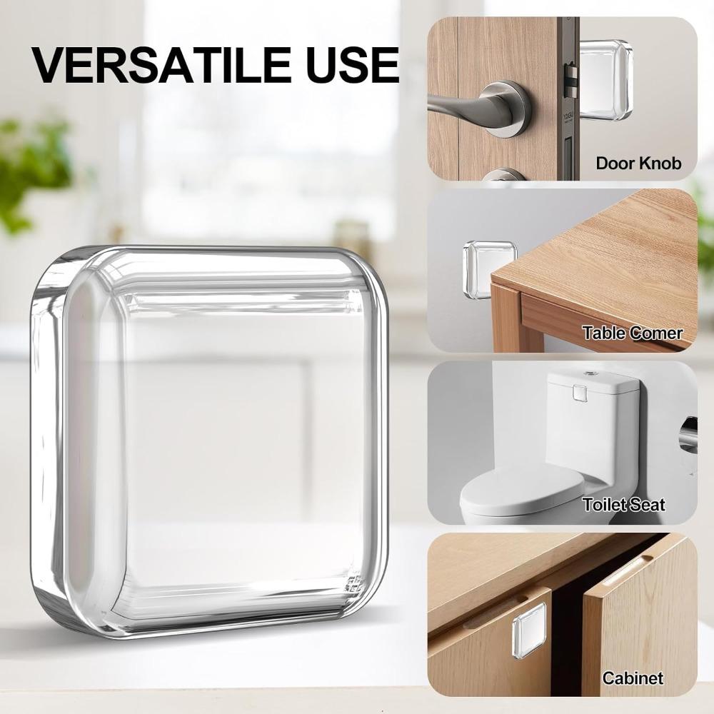6Pcs/Set Round Square Door Handle Protection Pads Thickened Reusable Door Knob Wall Protector Transparent Self-Adhesive