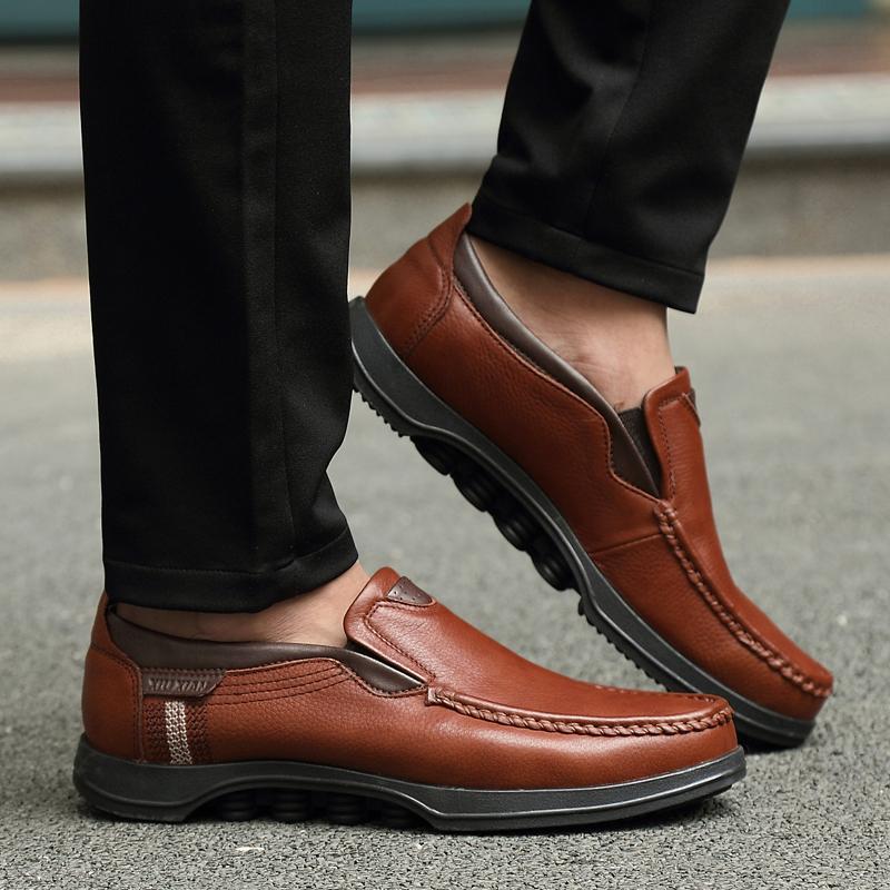 Men Leather Shoes New Handmade Soft-Soled Casual Shoes Comfortable Breathable Men's Sneakers Trend Lazy Wild Flat Shoes