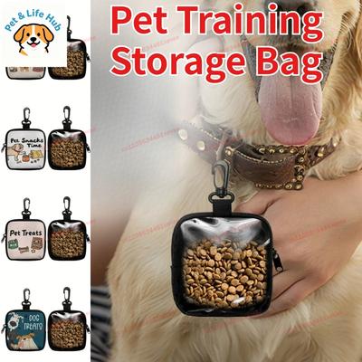 Hot 1PC Dog Print Treat Bag with Hook Zipper, Portable Puppy Walking Pouch, Pet Training Storage Bag Dog Training Accessories