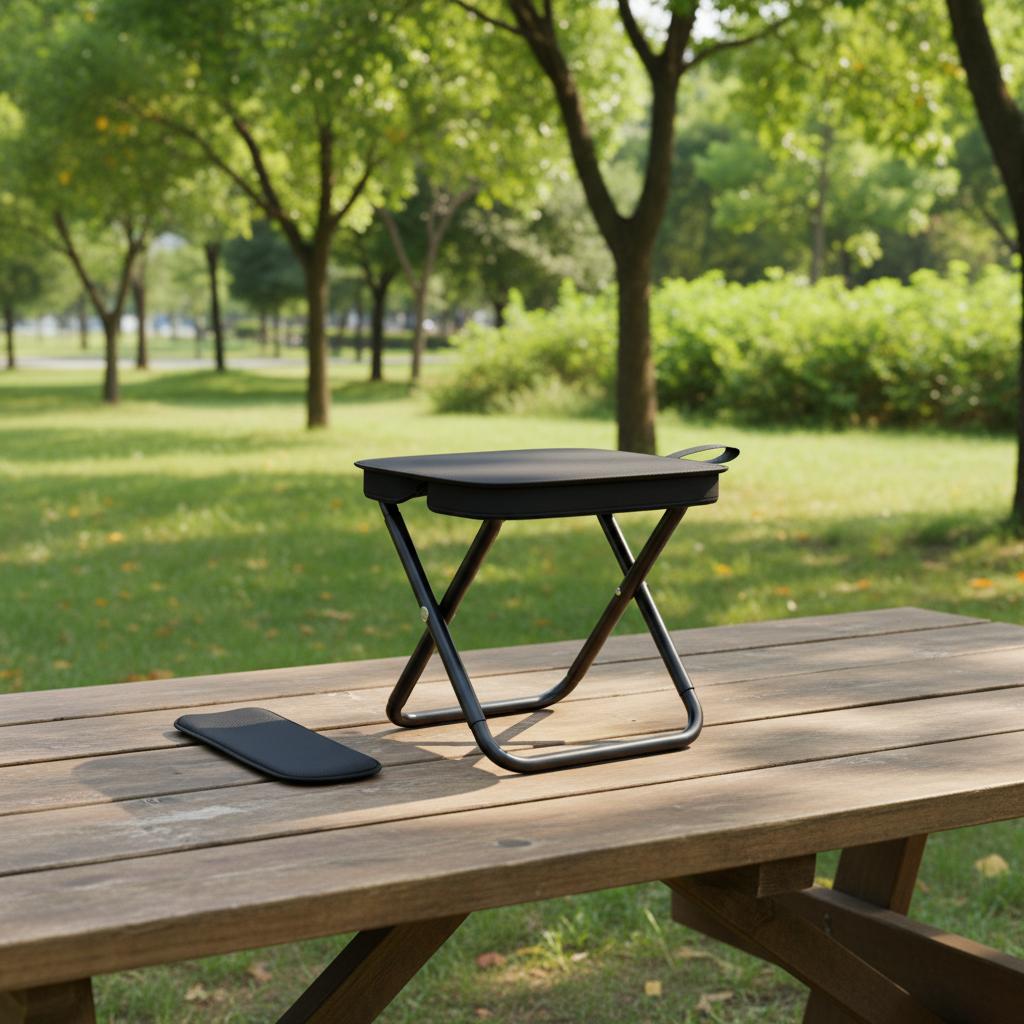 Custom Logo Portable Lightweight Outdoor Folding Stool Metal Picnic Chair for Hiking Parks Garden Durable Outdoor Furniture