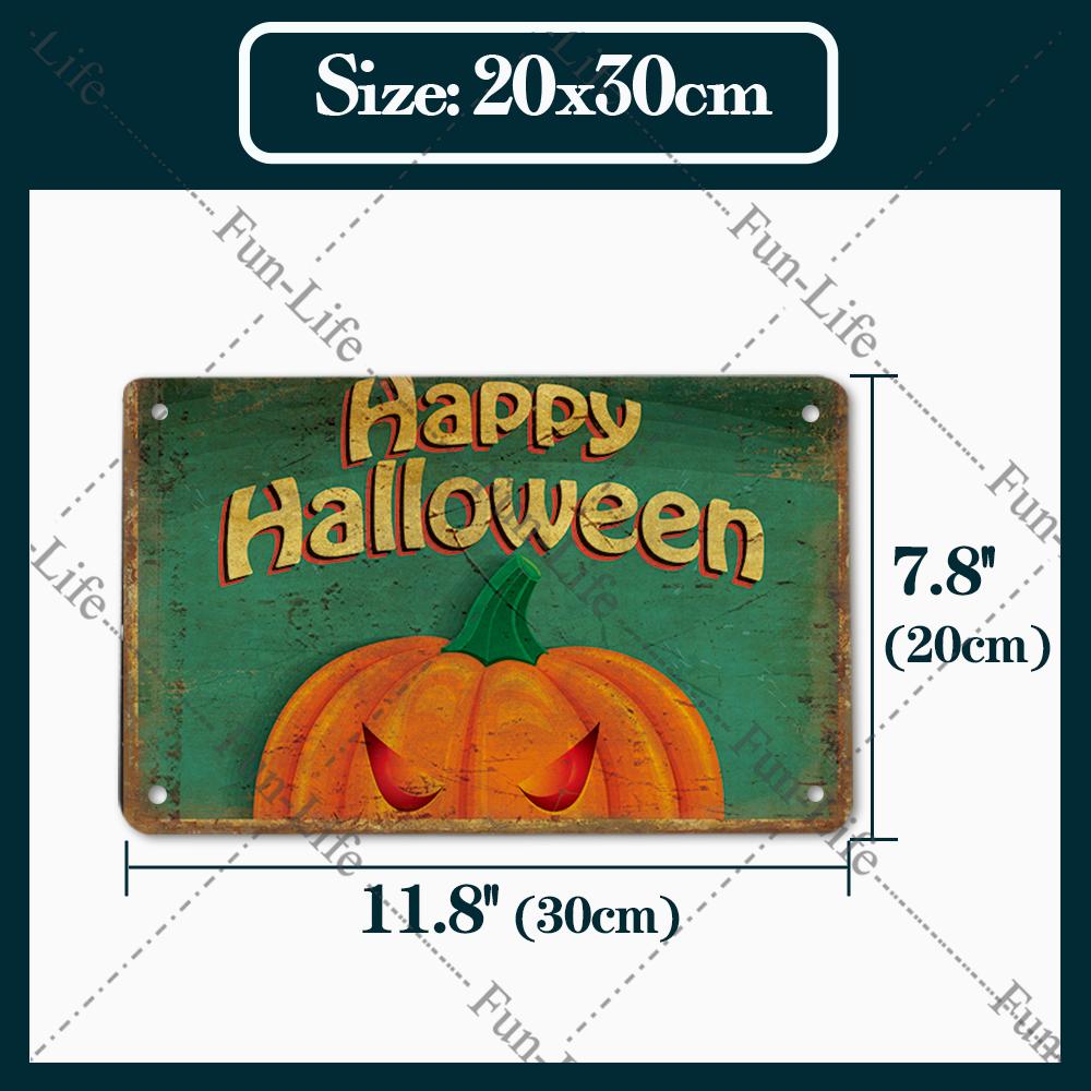 Halloween Pumpkin Tin Sign Vintage Plate Bat Poster Painting Festival Metal Signs Bar Art Party School Wall Home Decor 20x30cm