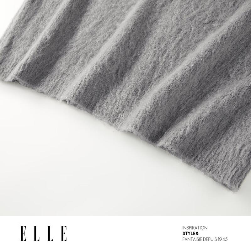 ELLE Women's Lambswool Mohair Jacquard Sweater