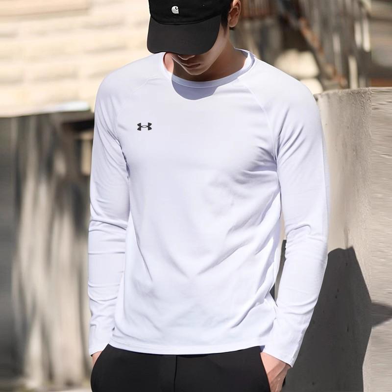 Under Armour Solid Color Quick-Dry Breathable Long Sleeve T-Shirt Unisex Tops White 24600601-100