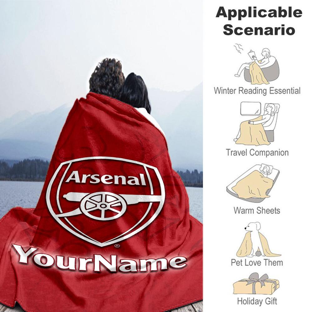 Arsenal Personalized Text Blanket Gift Personalized Blanket Comfortable Perfect for Office Chair Sofa Livingroom Bedding Four Seasons Multipurpose