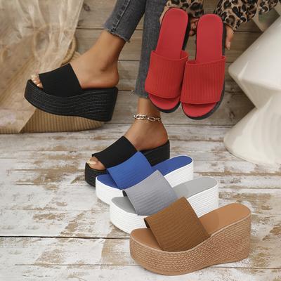 Women's Wide Width Slippers 2025 Fashion Thick Sole Platform Slide Sandals with Fish Mouth Design